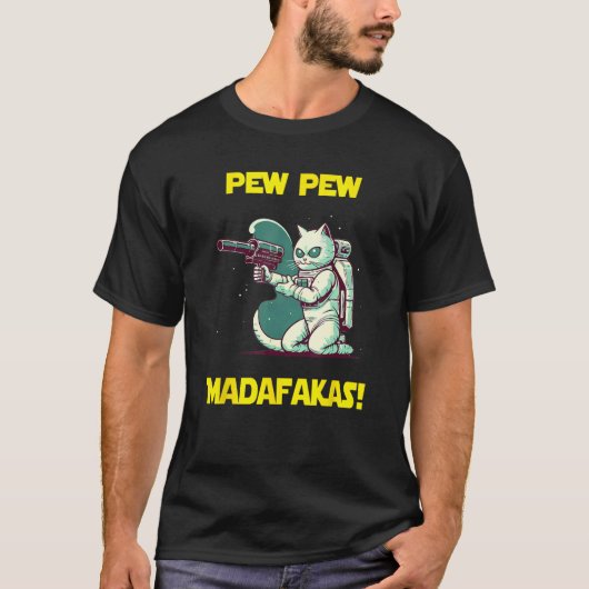 Ruimte Astronaut Pew Madafakas Manx Kat 1 T-shirt (Voorkant)