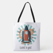 RUIMTE, ASTRONAUT, UFO, RAKETSCHEPEN, UNIVERSUM TOTE BAG (Voorkant)