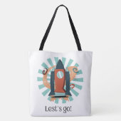 RUIMTE, ASTRONAUT, UFO, RAKETSCHEPEN, UNIVERSUM TOTE BAG (Achterkant)