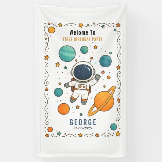 Ruimte Avontuur 1e Verjaardag | Buitenruimte Spandoek (Verticaal)