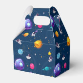 Ruimte Avontuur: Blauwe Astronaut Kids Verjaardags Bedankdoosjes (Achterkant)