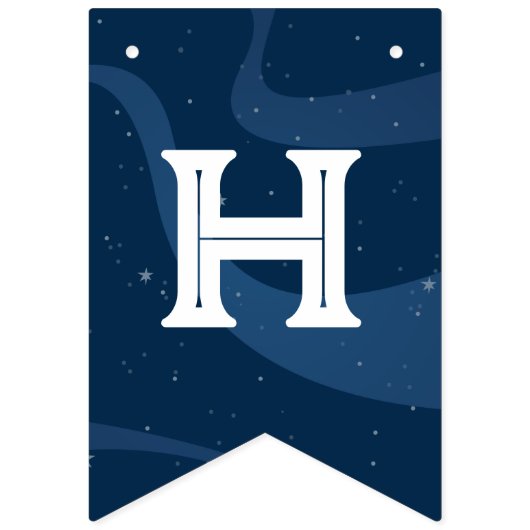 Ruimte Avontuur: Blauwe Astronaut Kids Verjaardags Vlaggetjes (Tweede vlag)