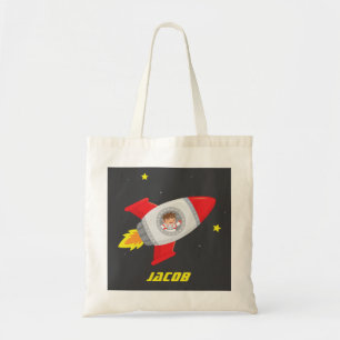 Ruimte Avontuur Jongen Raket Kinderen Naam Boodsch Tote Bag