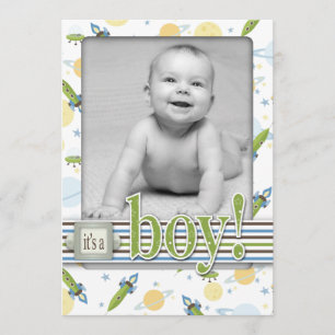 Ruimte-Baby-aanroepkaart, 5x7 Aankondiging