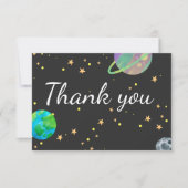 Ruimte Baby shower, Kosmische Cutie, Genderneutraa Bedankkaart (Voorkant)