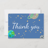 Ruimte Baby shower, Kosmische Cutie, Genderneutraa Bedankkaart (Voorkant)