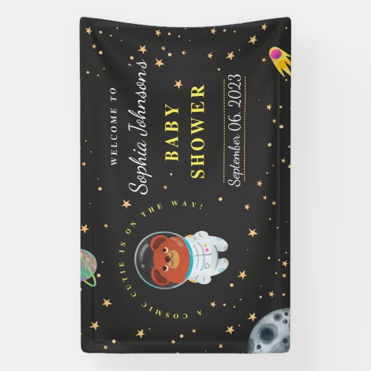 Ruimte Baby shower, Teddybeer, Kosmische Cutie Spandoek (Verticaal)
