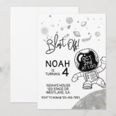 RUIMTE BIRTHDAY, Planets Rocket Ship Astronaut (Voorkant / Achterkant)