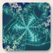 Ruimte | Blauwe en witte fractale kunst Bier Onderzetter (Voorkant)