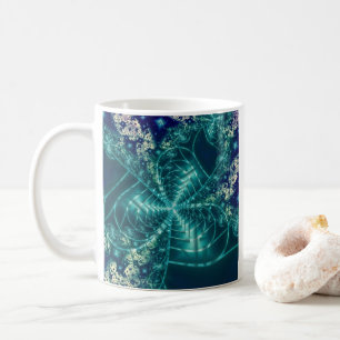 Ruimte Blauwe en witte fractale kunst Koffiemok