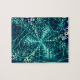 Ruimte | Blauwe en witte fractale kunst Legpuzzel