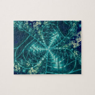 Ruimte Blauwe en witte fractale kunst Legpuzzel