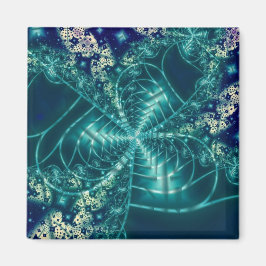 Ruimte | Blauwe en witte fractale kunst Magneet