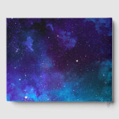 Ruimte bruiloft. Nachtsterren. Modern navy galaxy Gastenboek (Achterkant)