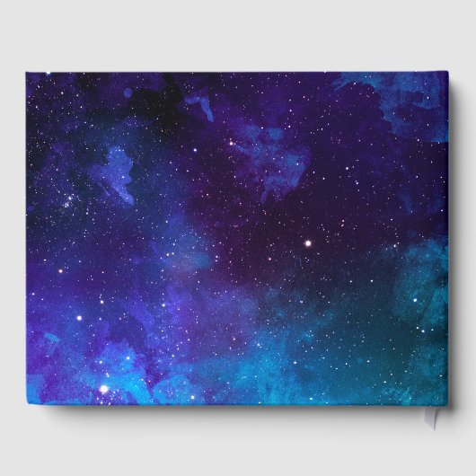 Ruimte bruiloft. Nachtsterren. Modern navy galaxy Gastenboek (Achterkant)