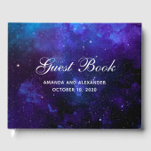 Ruimte bruiloft. Nachtsterren. Modern navy galaxy Gastenboek (Voorkant)
