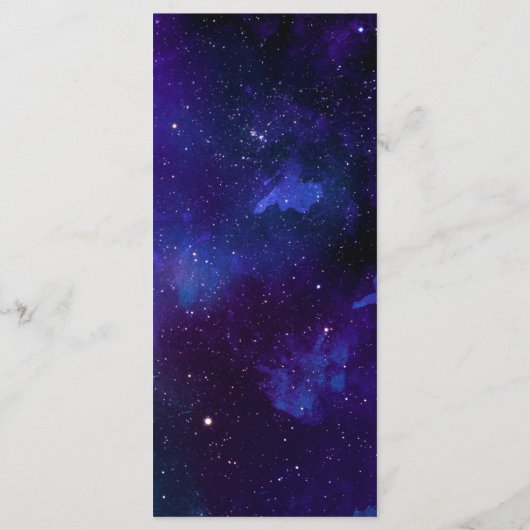 Ruimte bruiloft. Nachtsterren. Modern navy galaxy Menu (Achterkant)