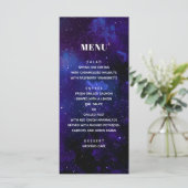 Ruimte bruiloft. Nachtsterren. Modern navy galaxy Menu (Staand voorkant)
