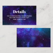 Ruimte bruiloft. Nachtsterren. Moderne marine deta Informatiekaartje (Voorkant / Achterkant)