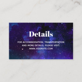 Ruimte bruiloft. Nachtsterren. Moderne marine deta Informatiekaartje