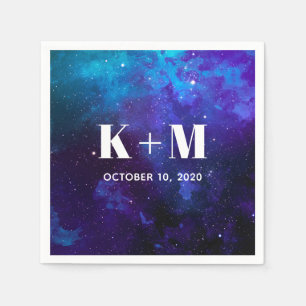 Ruimte bruiloft. Nachtsterren. Navy modern sterren Servet