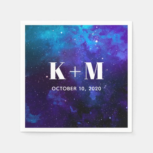 Ruimte bruiloft. Nachtsterren. Navy modern sterren Servet (Voorkant)
