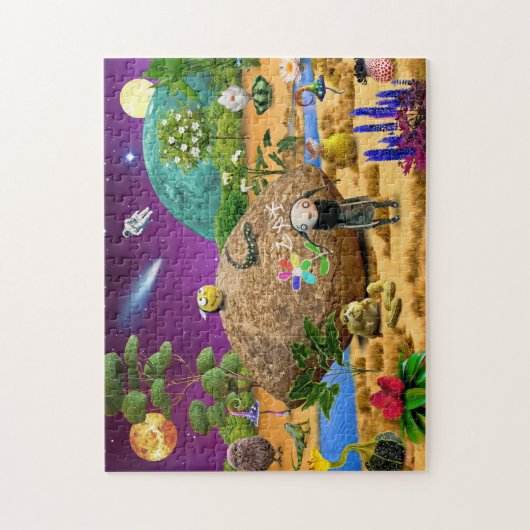 Ruimte buitenaardse legpuzzel planeet kinder jonge (Verticaal)