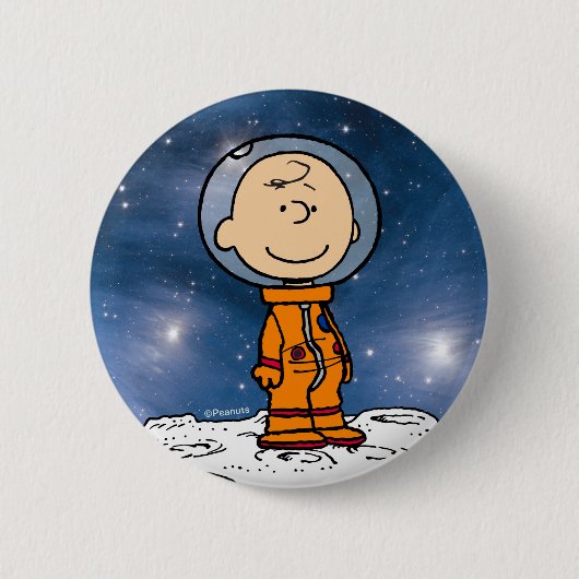 RUIMTE | Charlie Brown Astronaut Ronde Button 5,7 Cm (Voorkant)