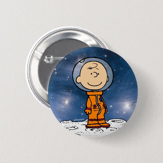 RUIMTE | Charlie Brown Astronaut Ronde Button 5,7 Cm (Voorkant /achterkant)