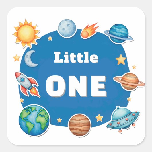 Ruimte Cirkel Clipart Set Vierkante Sticker (Voorkant)