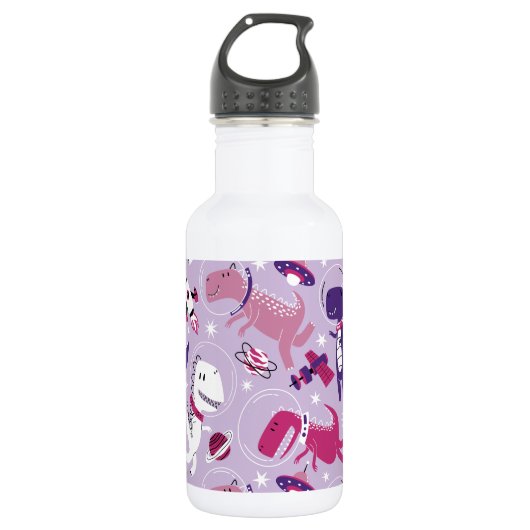Ruimte Dinosauriërs, Knuffel Dinosauriërs, Sterren Waterfles (Voorkant)
