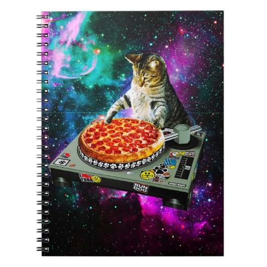 Ruimte dj kat pizza notitieboek (Voorkant)