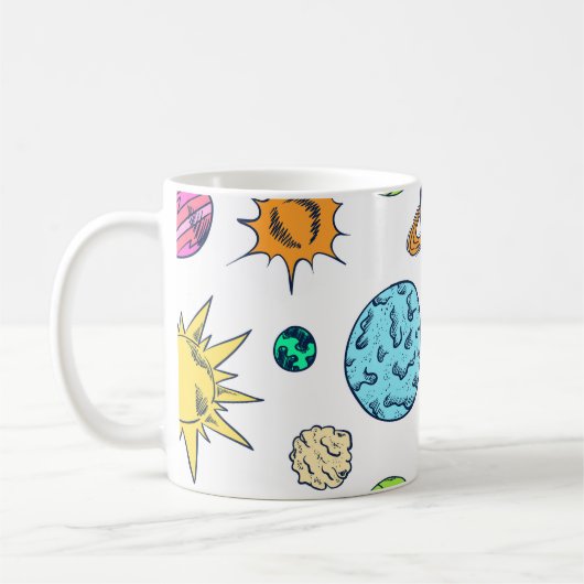 Ruimte doedels kosmische achtergrond koffiemok (Links)
