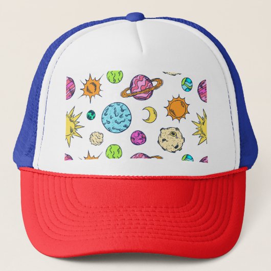 Ruimte doedels kosmische achtergrond trucker pet (Voorkant)