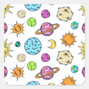 Ruimte doedels kosmische achtergrond vierkante sticker
