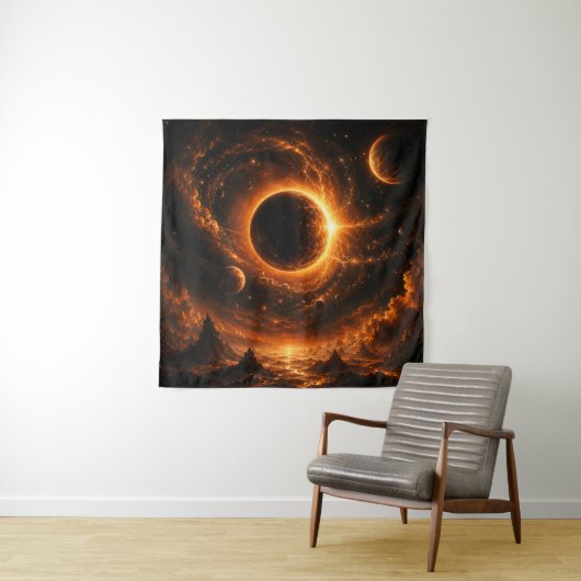 Ruimte-eclips wanddecoratie, apocalyptische planee wandkleed (In situ)