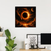 Ruimte-eclips-wandkunst, apocalyptische planeetpri poster (Thuiskantoor)