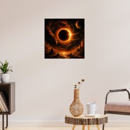 Ruimte-eclips-wandkunst, apocalyptische planeetpri poster