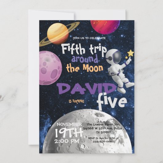 Ruimte Eerste Reis Rond de Maan 1e Verjaardag Kaart (Voorkant)