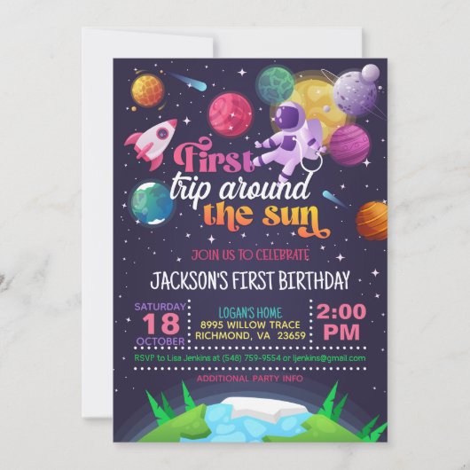 Ruimte eerste reis rond de wereld (Meisje) Kaart (Voorkant)