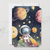 Ruimte eerste reis rond de zon 1e verjaardag kaart (Achterkant)