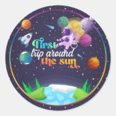 Ruimte eerste reis rond de zon ronde sticker (Voorkant)