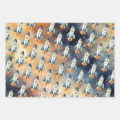 Ruimte eerste reis rond de zon verjaardag raket inpakpapier vel (Voorkant)