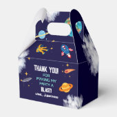 Ruimte eerste reis rond de zon verjaardagsfeestje bedankdoosjes (Achterkant)