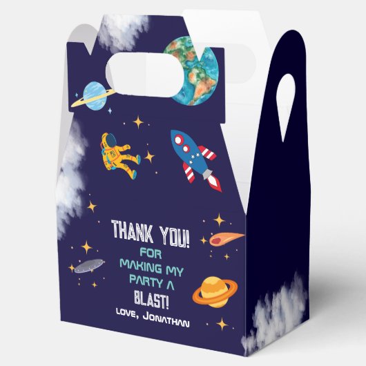 Ruimte eerste reis rond de zon verjaardagsfeestje bedankdoosjes (Geopend)