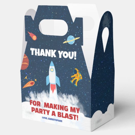 Ruimte eerste reis rond de zon verjaardagsfeestje bedankdoosjes (Geopend)