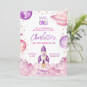 Ruimte eerste reis rond de zon verjaardagsfeestje kaart (Staand voorkant)