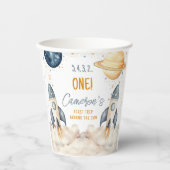 Ruimte eerste reis rond de zon verjaardagsfeestje papieren bekers (Voorkant)