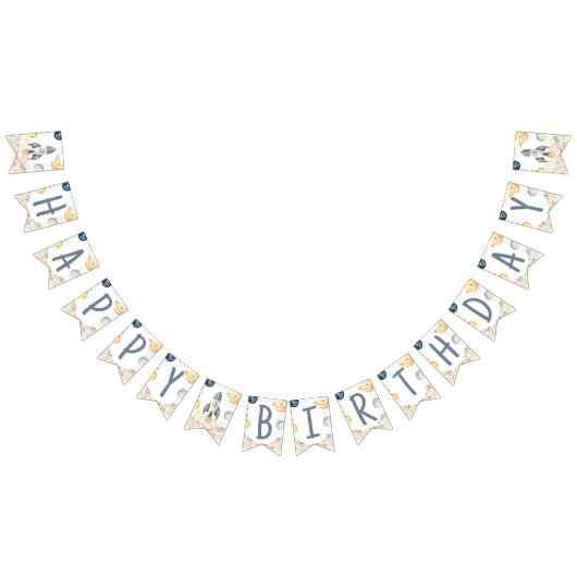 Ruimte eerste reis rond de zon verjaardagsfeestje vlaggetjes (Alle)