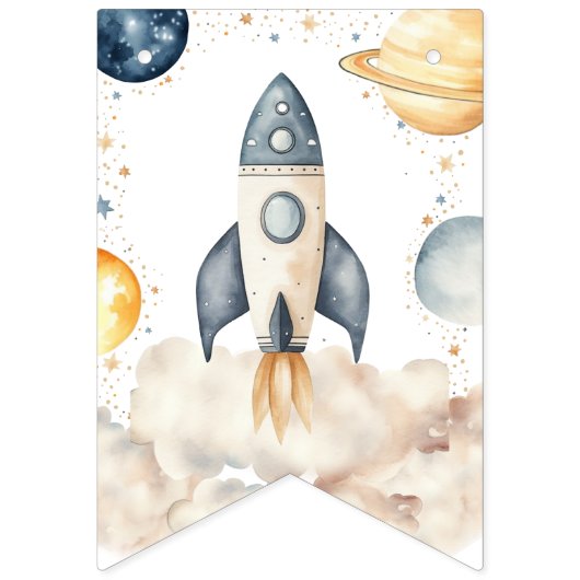 Ruimte eerste reis rond de zon verjaardagsfeestje vlaggetjes (Eerste vlag)